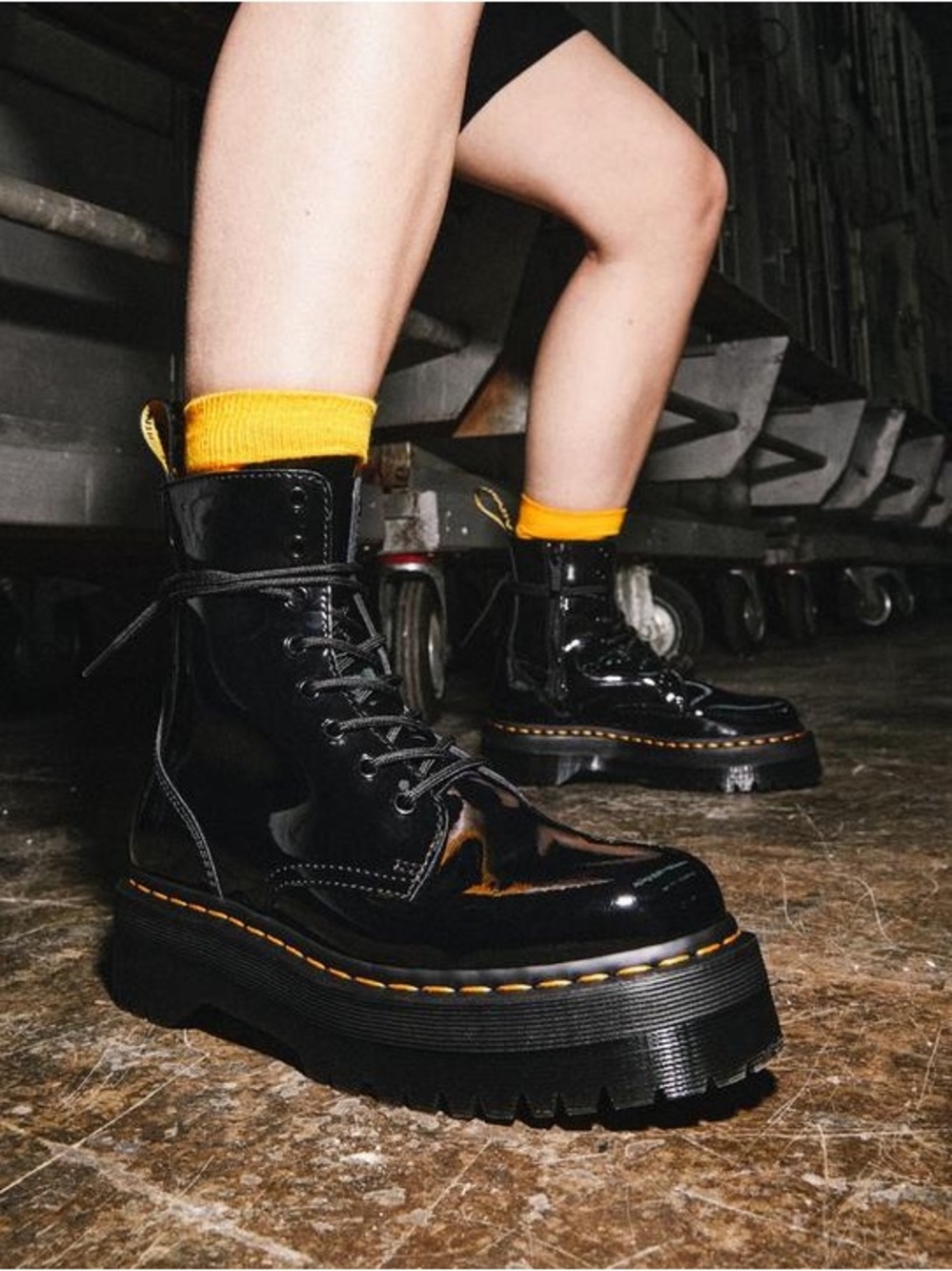 Dr. Martens Jadon Patent Leather Platform Boots | Black | EU 37